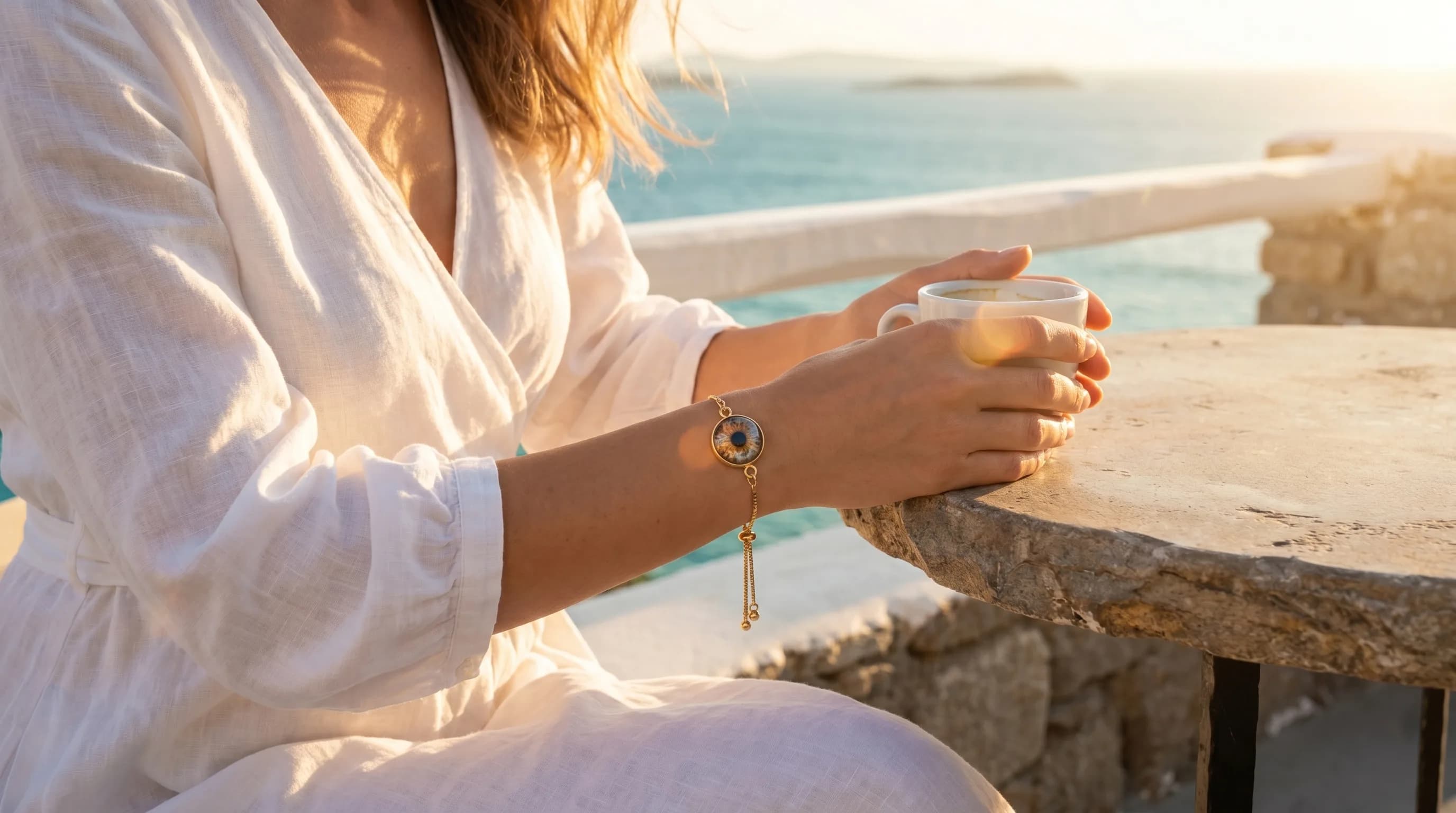 Luxury fashion portrait with iris print souvenir — Fethiye Turkey